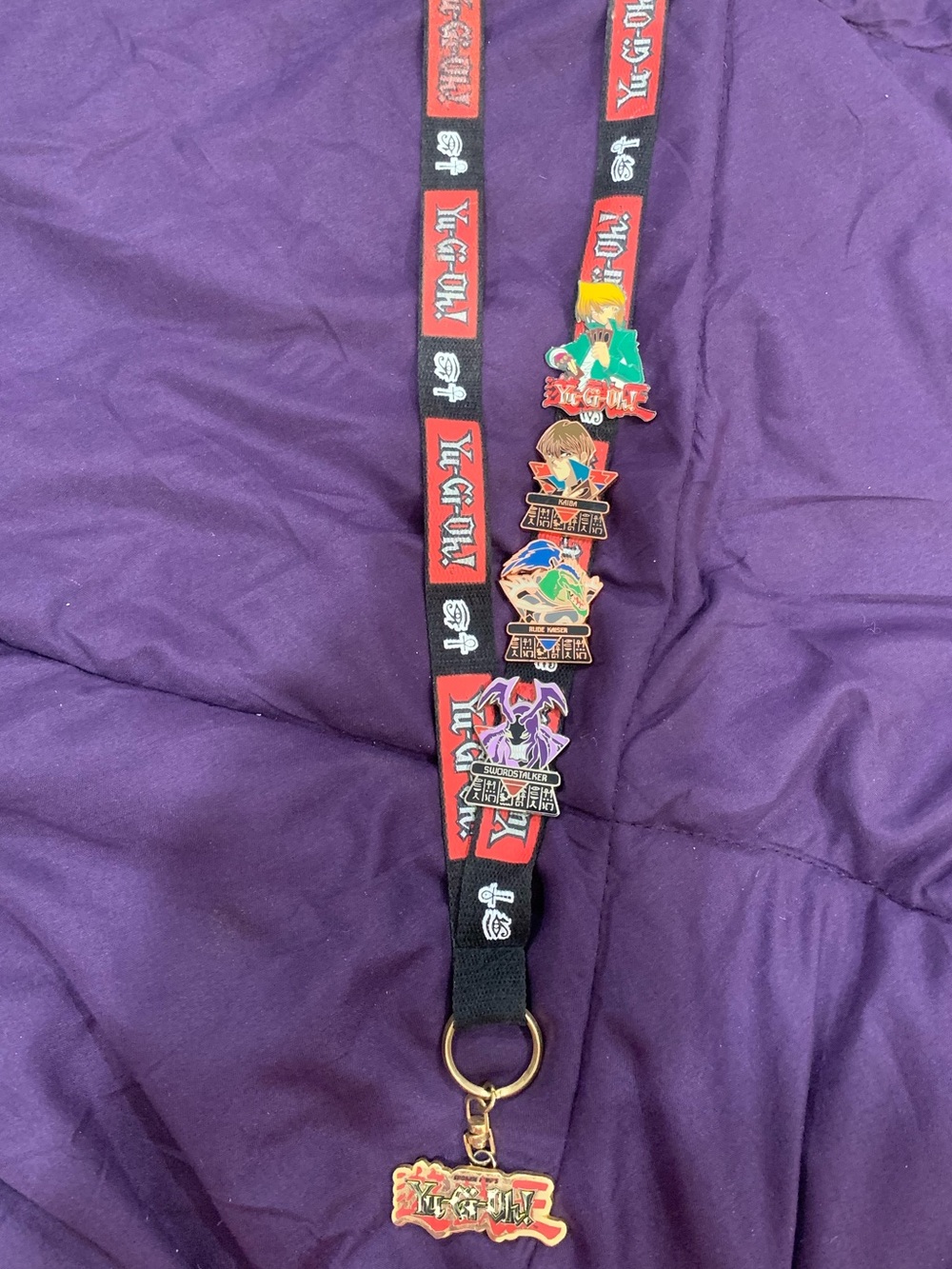 Vintage 2003 Upper Deck Yu-Gi-Oh! Lanyard Lot with 4 Collector Pins & Logo